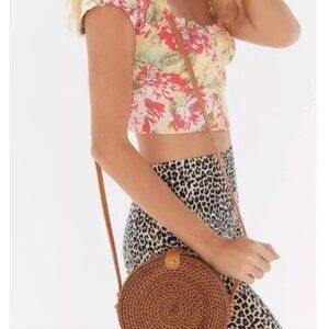 Urban Outfitters Coquette Circle Straw Crossbody Bag